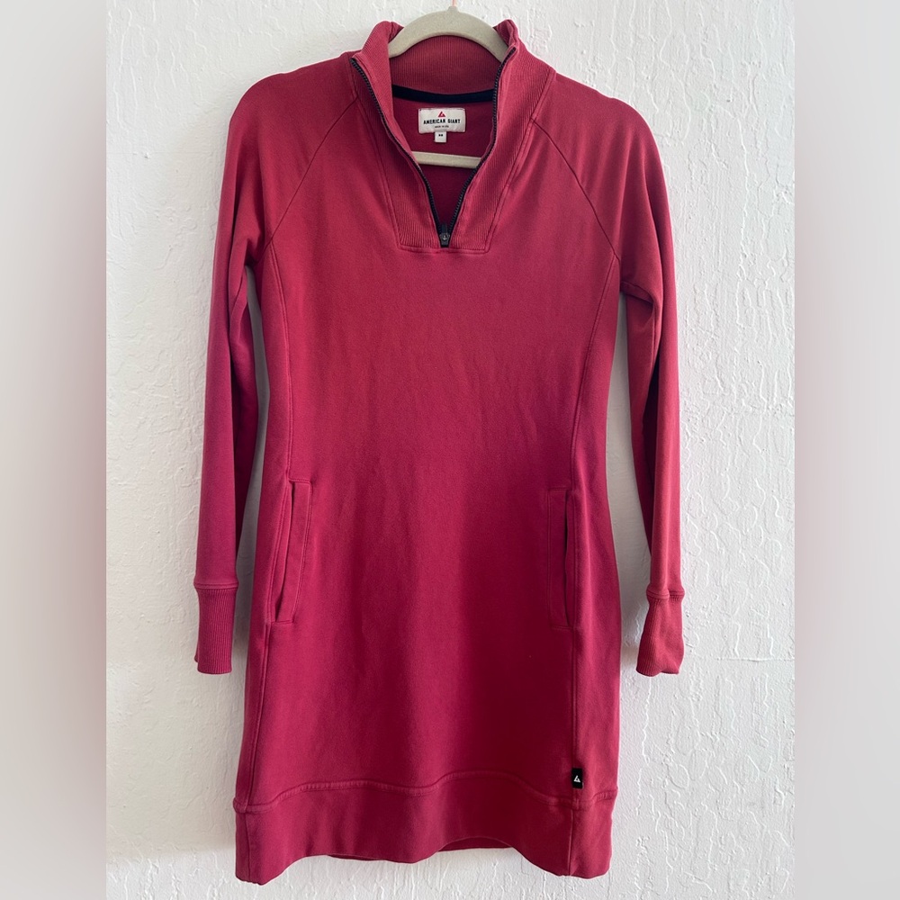 AMERICAN GIANT Maroon Moto Sweatshirt Dress